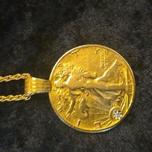 American Coin Treasures; Walking Liberty half dollar Pendant with 24" rope chain